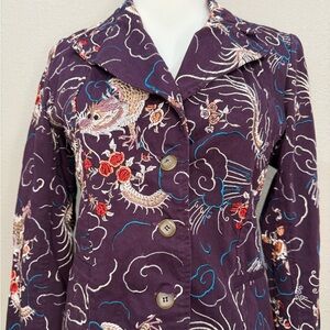 Embroidered Purple Johnny Was Jacket with Dragon Design